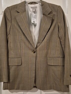 NEW WITH TAGS | H&M | LOOSE-FIT PLAID BLAZER W/ SLIT